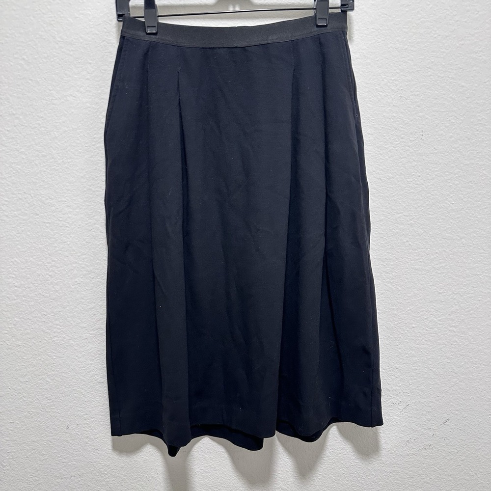 Eileen Fisher Womens Skirt Black Pleated Pull On Stretch Jersey Knit size XSmall